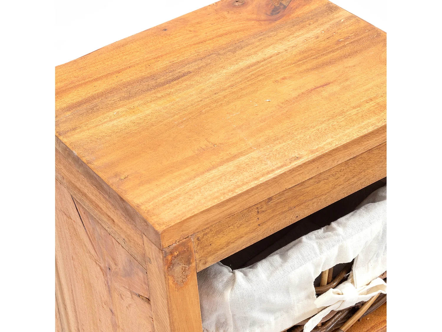 COMMODE Willi Bois massif en acajou, 2 paniers couleurs naturelles