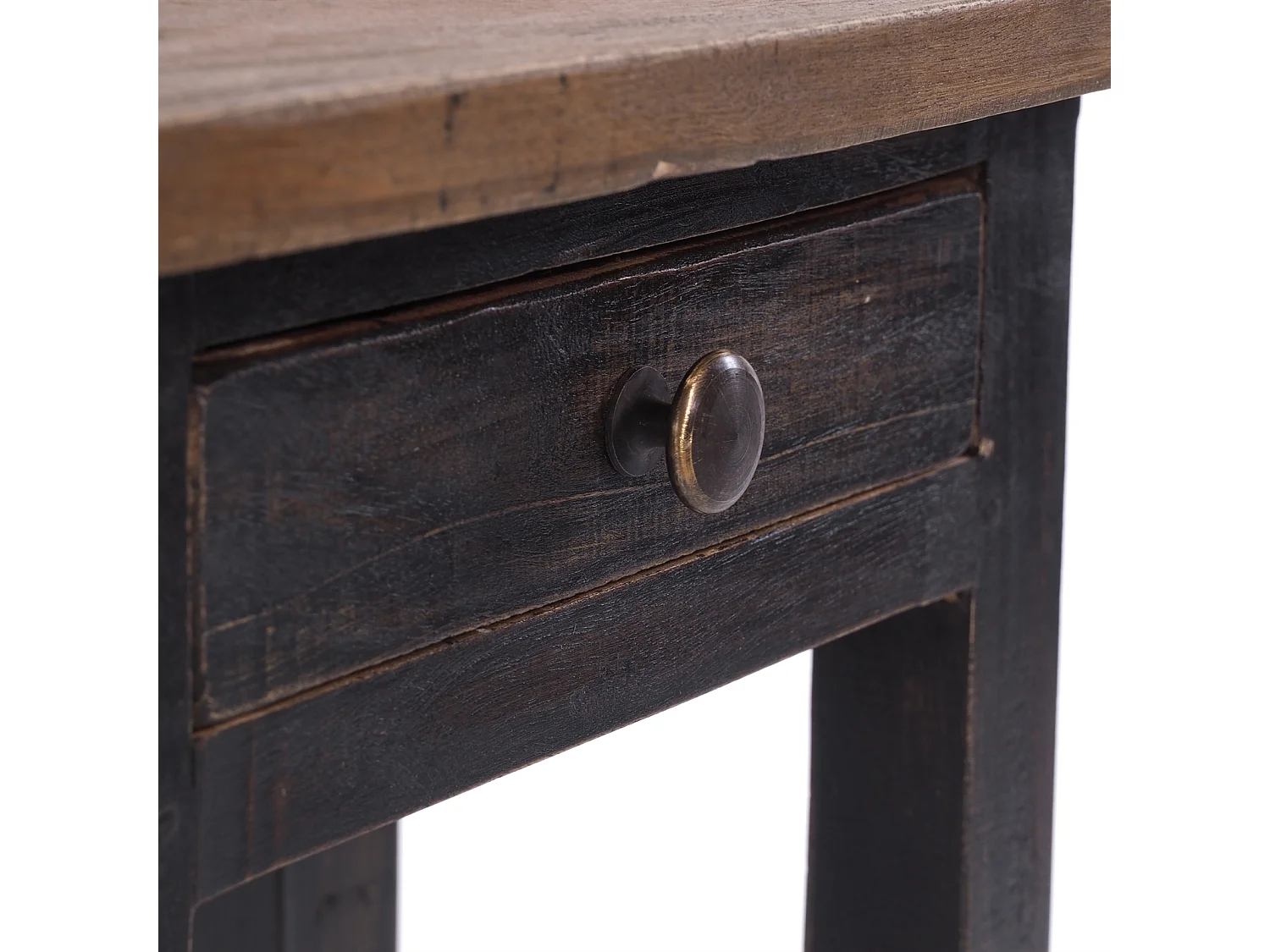 TELEFONTISCH  PLANTA Mahagoni Massivholz, mit Schublade 04 schwarz-natur