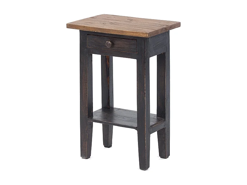 TABLE DE TÉLÉPHONE PLANTE Bois massif en acajou, avec tiroir 04 schwarz-natur