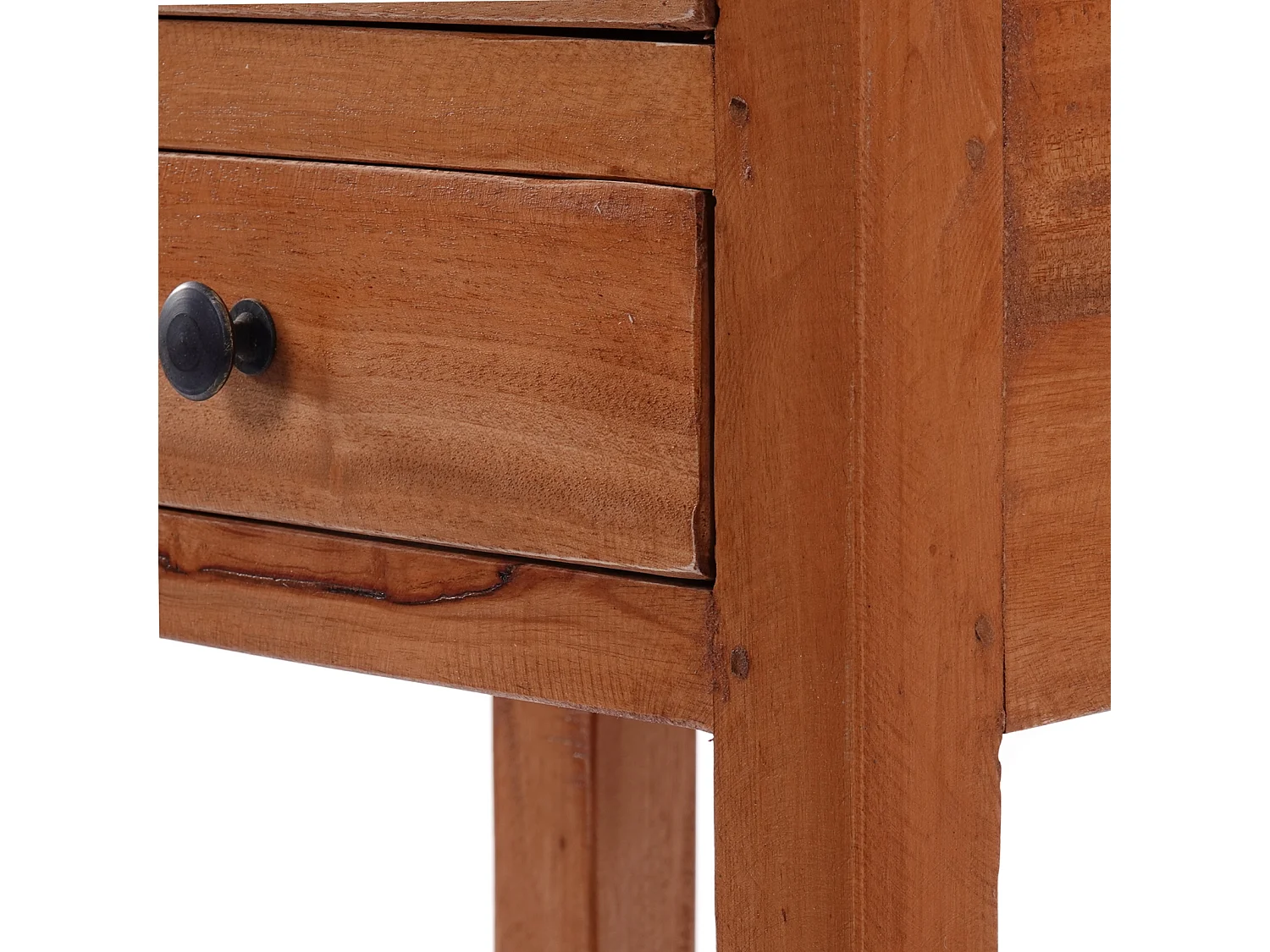 TABLE DE TÉLÉPHONE Rika 70 cm, teck massif, avec deux tiroirs marron