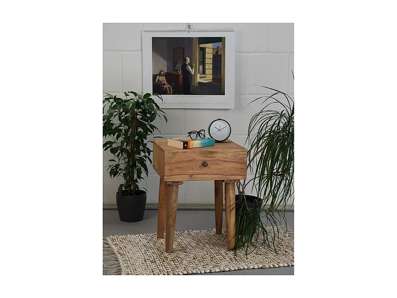 BEISTELLTISCH  Sleek 50 Mahagoni Holz,  mit Schublade naturfarben