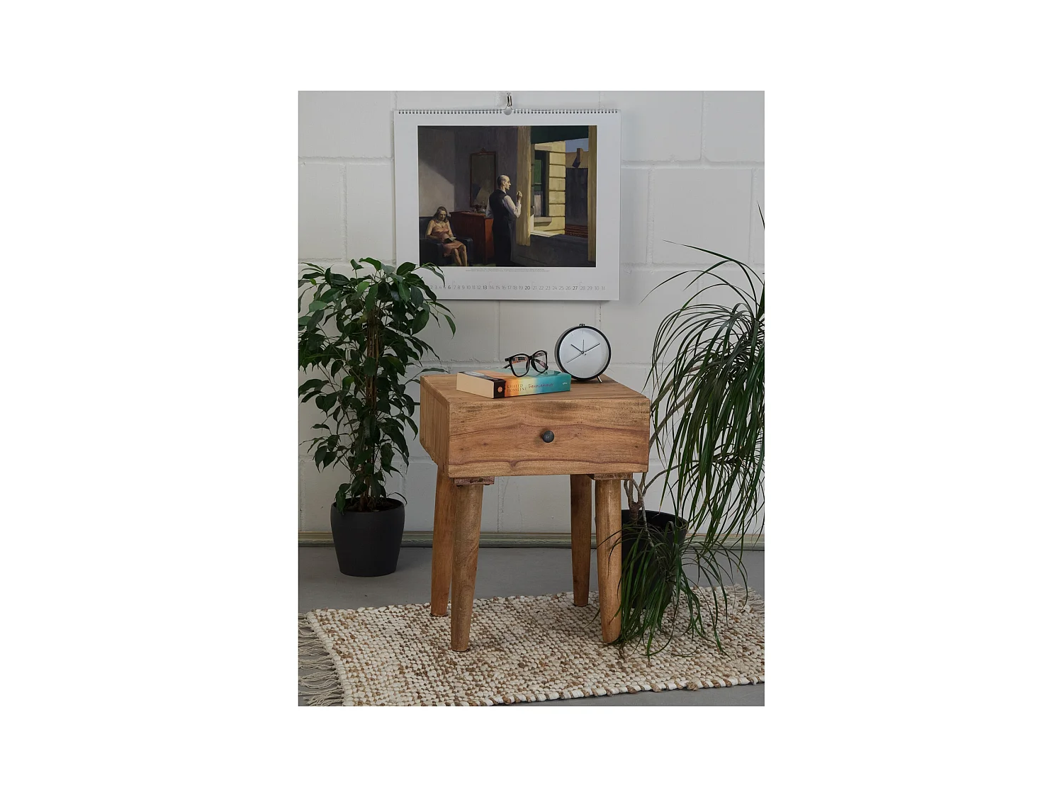 BEISTELLTISCH  Sleek 50 Mahagoni Holz,  mit Schublade naturfarben