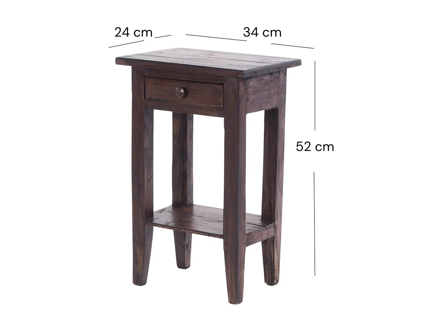 TELEFONTISCH  PLANTA Mahagoni Massivholz, mit Schublade 03 dunkelbraun