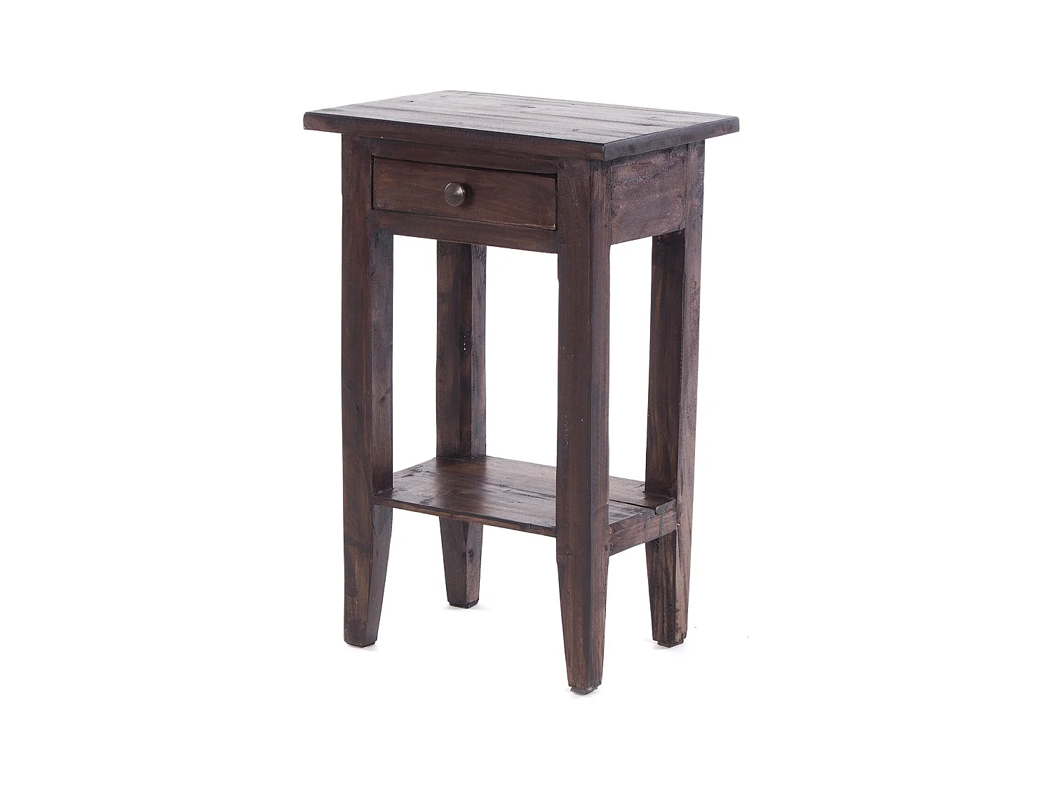 TABLE DE TÉLÉPHONE PLANTE Bois massif en acajou, avec tiroir 03 dunkelbraun