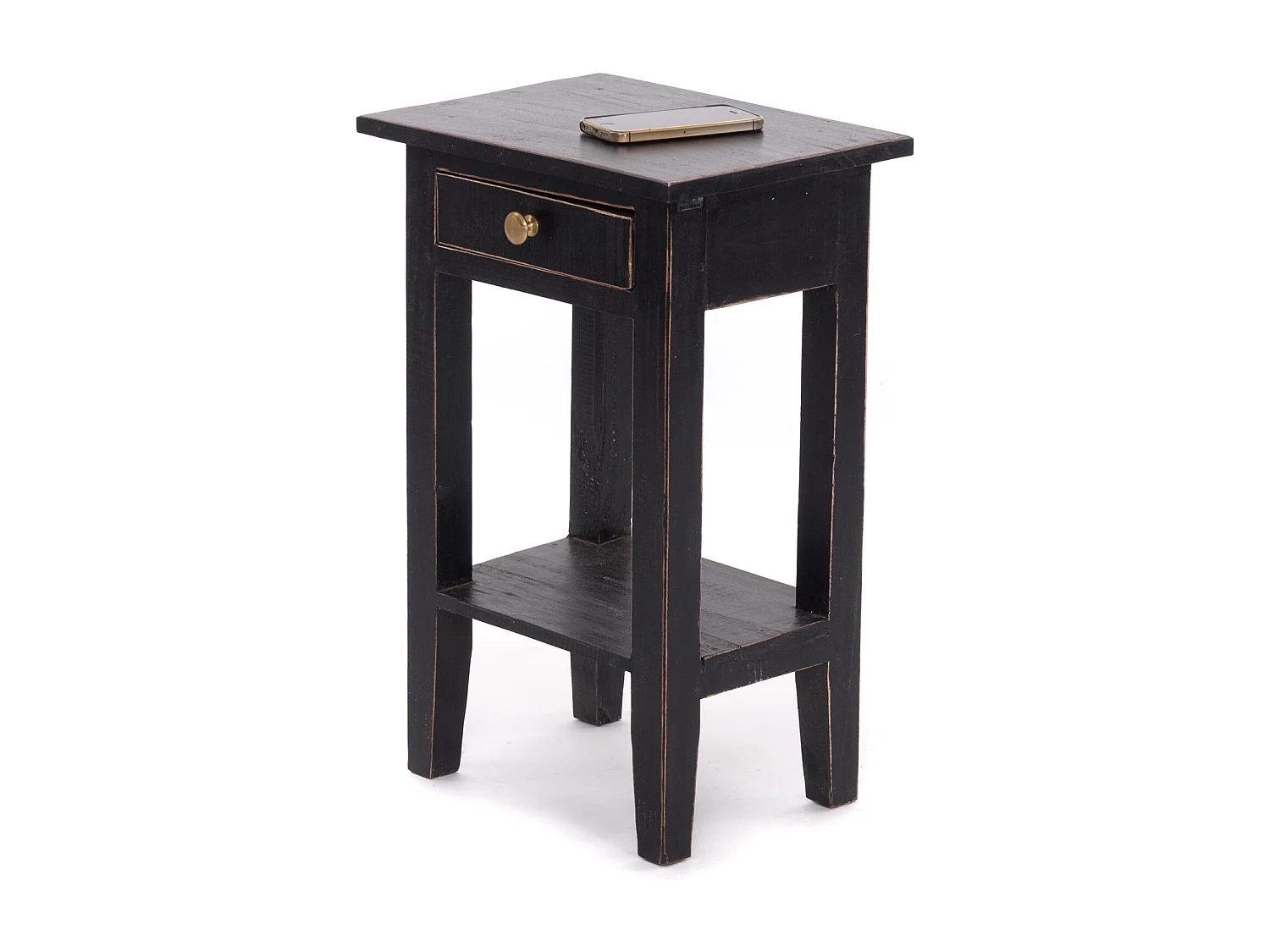 TELEFONTISCH  PLANTA Mahagoni Massivholz, mit Schublade 09 voodoo - schwarz