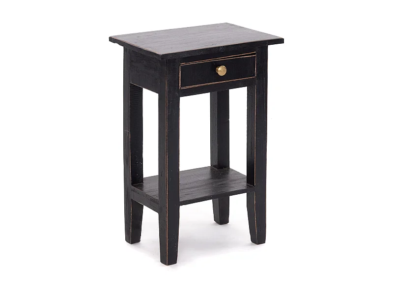 TABLE DE TÉLÉPHONE PLANTE Bois massif en acajou, avec tiroir 09 voodoo - schwarz