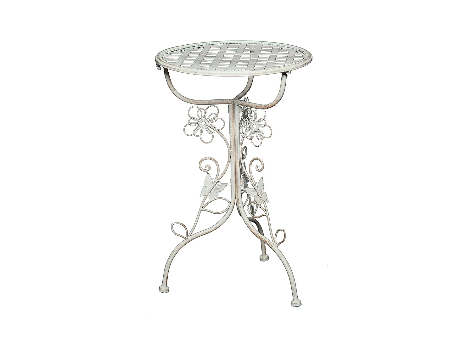 TABLE D'APPOINT Flore Fer blanc antique