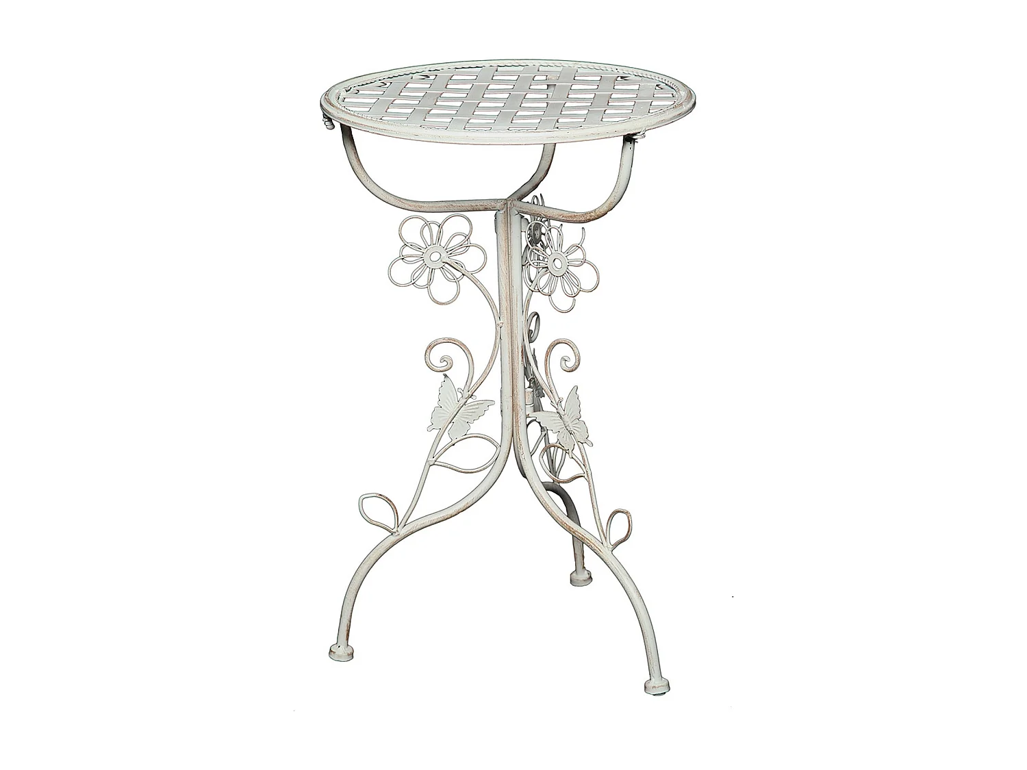 TABLE D'APPOINT Flore Fer blanc antique