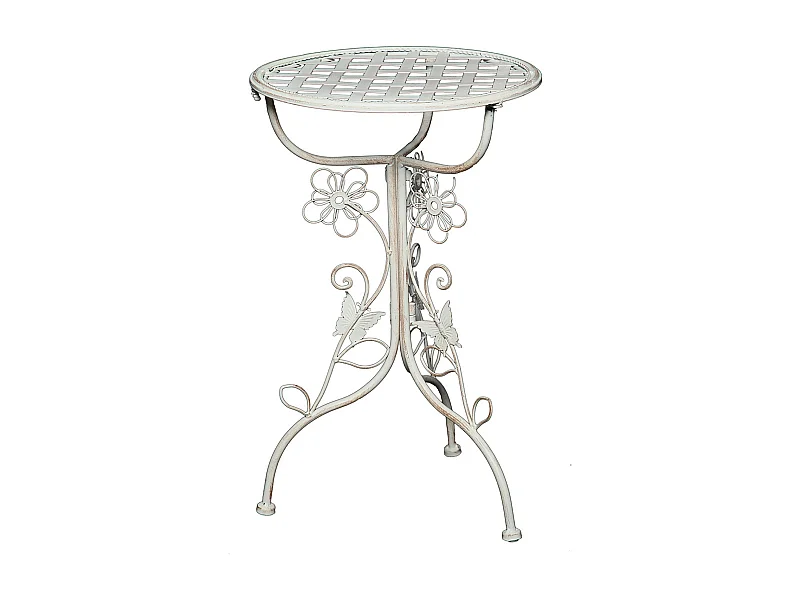 TABLE D'APPOINT Flore Fer blanc antique