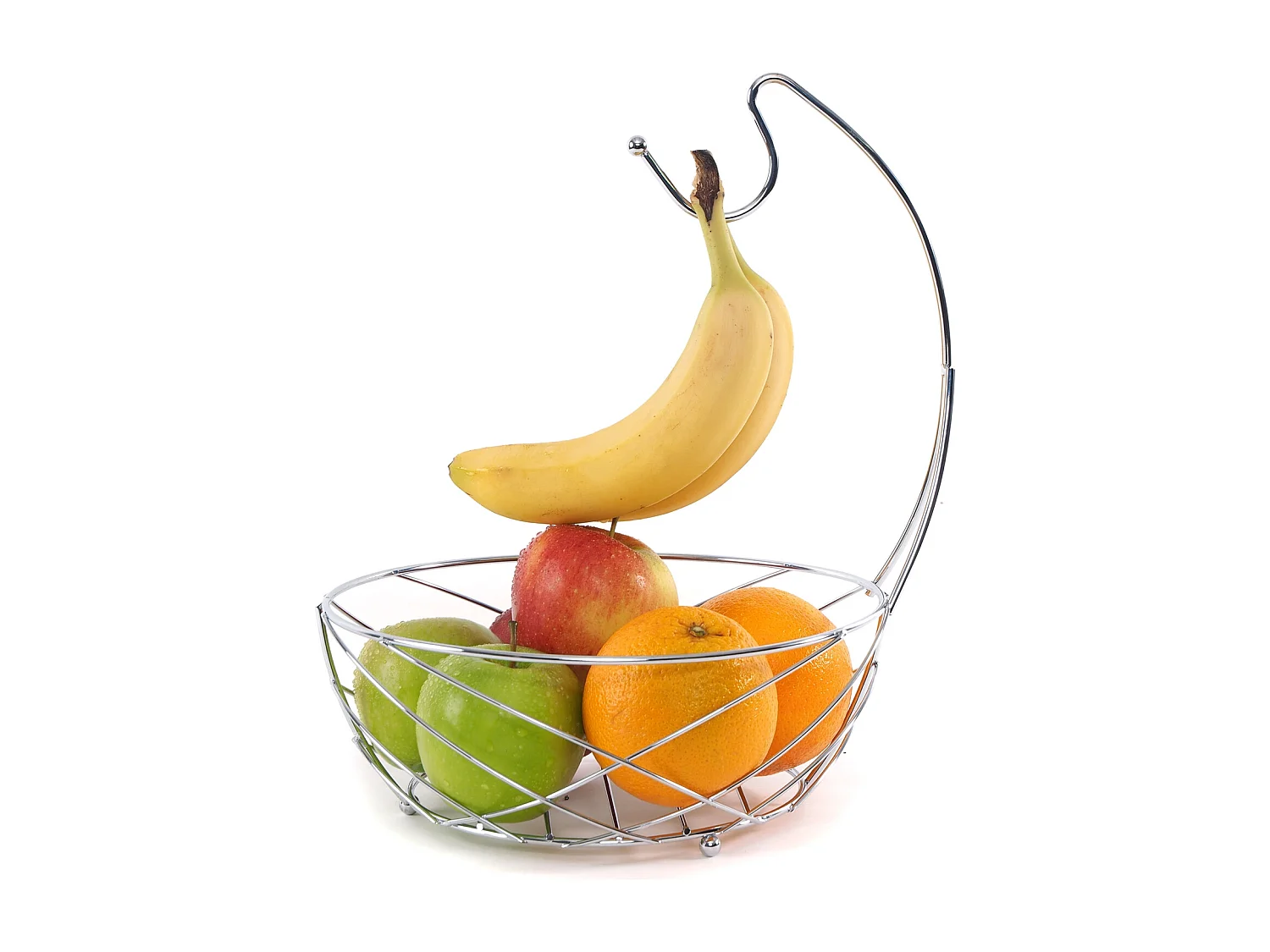 OBSTSCHALE FRESH mit Bananenaufhänger silber verchromt