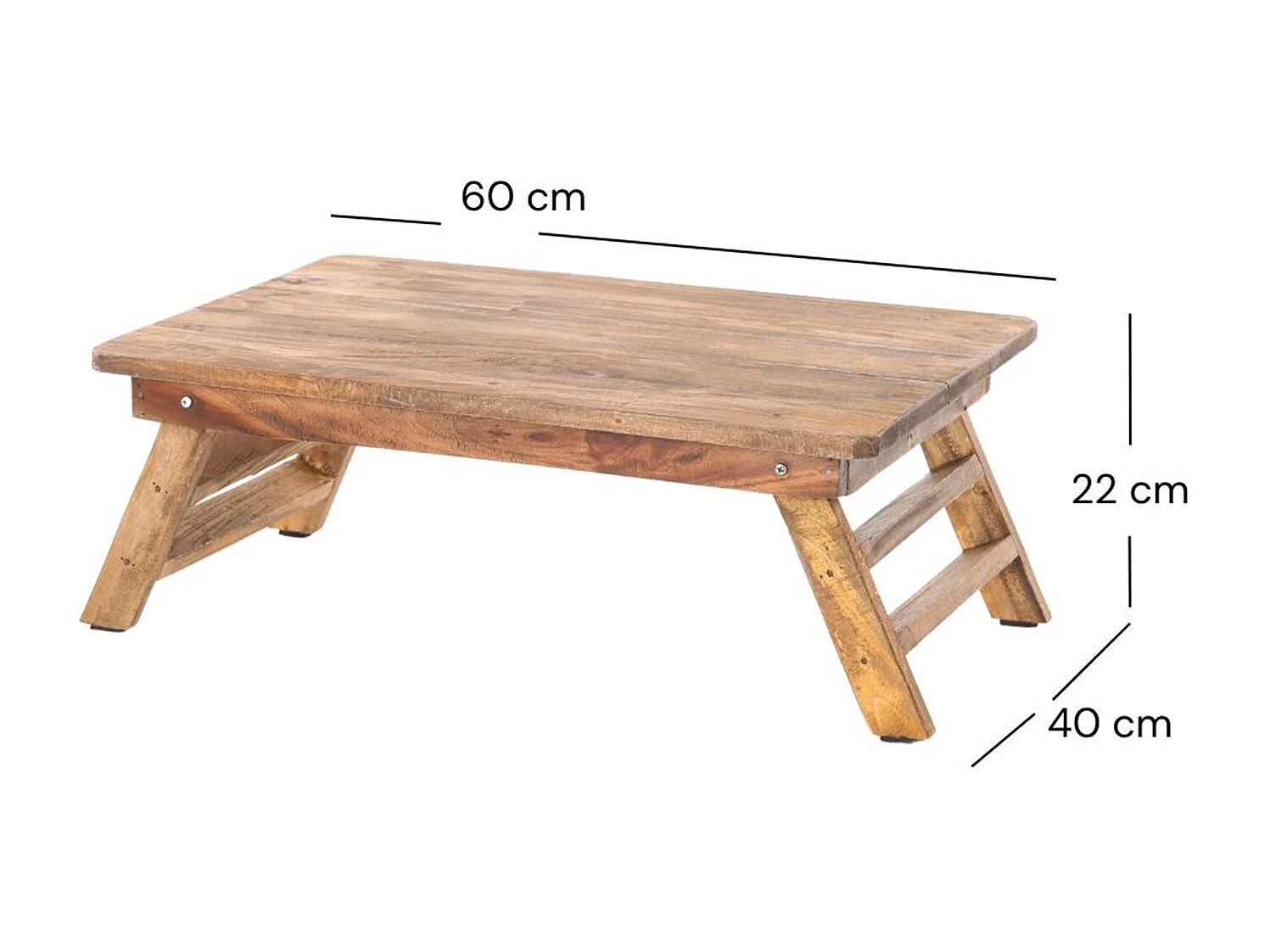 TABLETT-TISCH FOLD 60x40 cm, Mahagoni Massivholz, mit ausklappbaren Füßen 01 natur-vintage