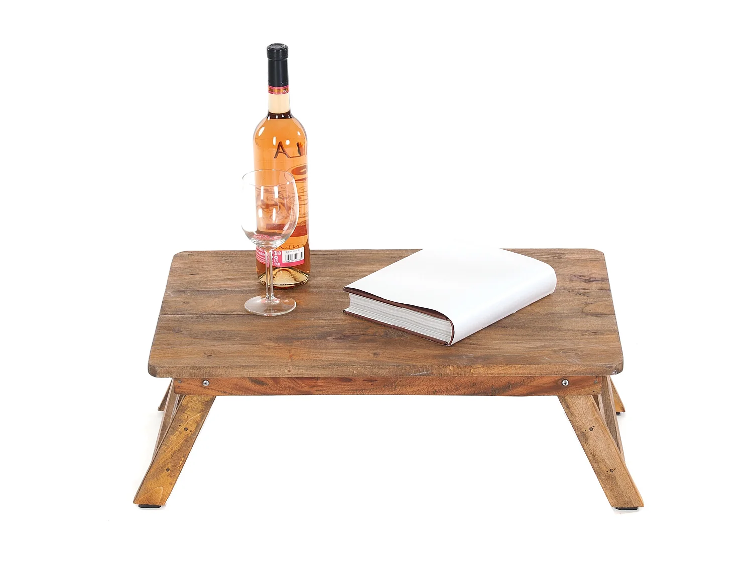 TABLETTE-TABLE PLIEZ Bois de recyclage en acajou, pieds pliables couleurs naturelles