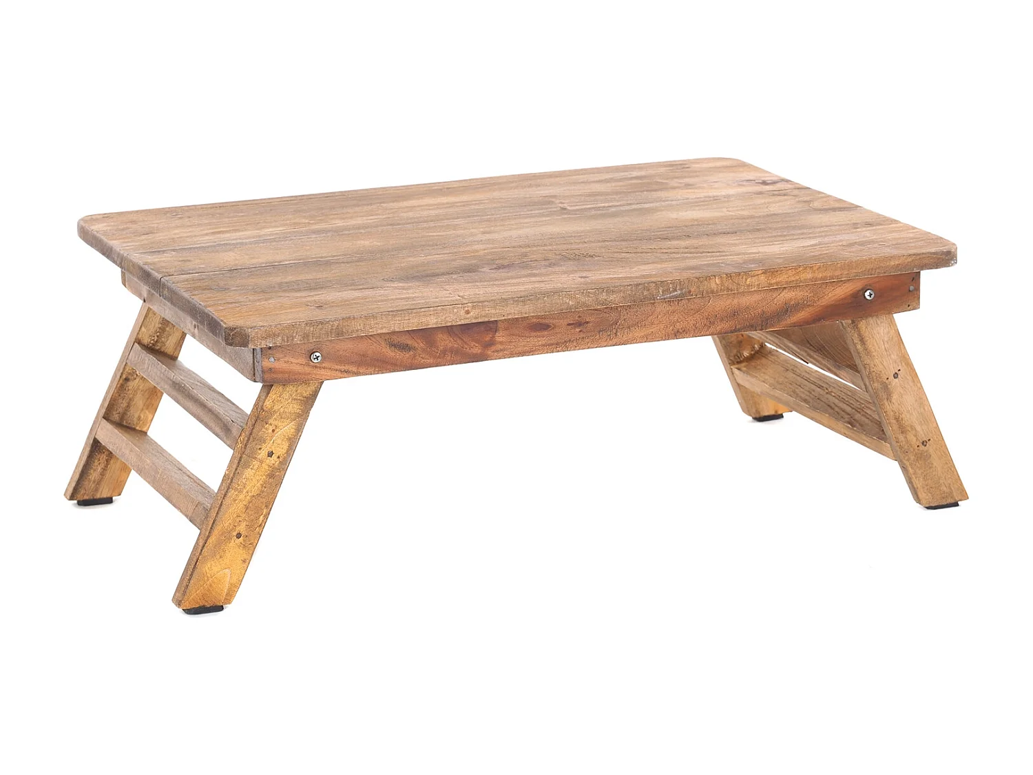 TABLETTE-TABLE PLIEZ Bois de recyclage en acajou, pieds pliables couleurs naturelles