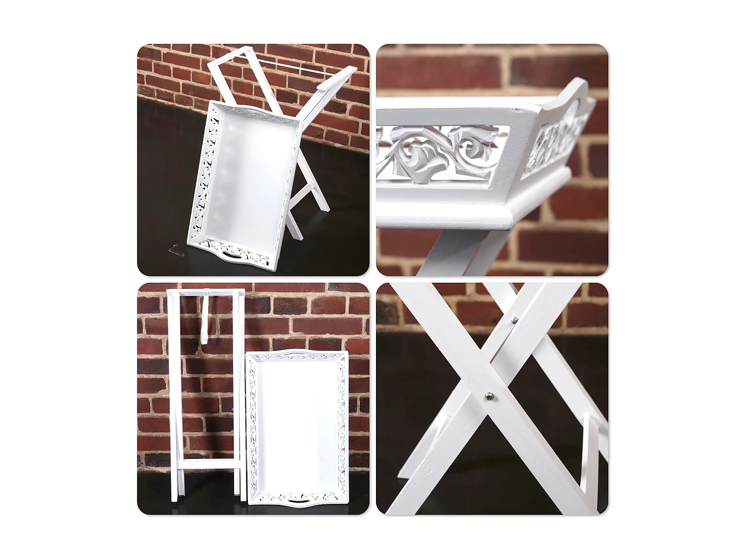 PLATEAU DE SERVICE Maison de campagne 2 pièces. 63 cm blanc