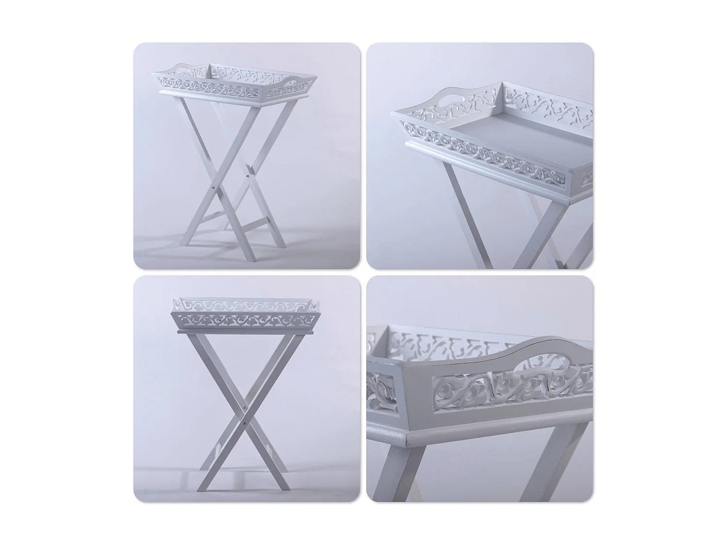 PLATEAU DE SERVICE Maison de campagne 2 pièces. 63 cm blanc