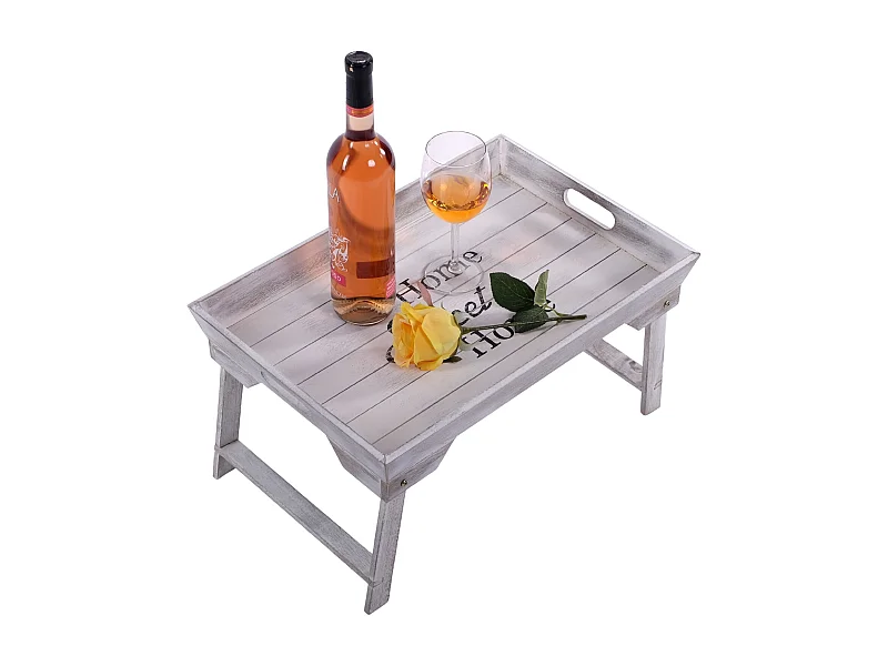 HOLZTABLETT HOME SWEET HOME mit Füßen Vintage weiß