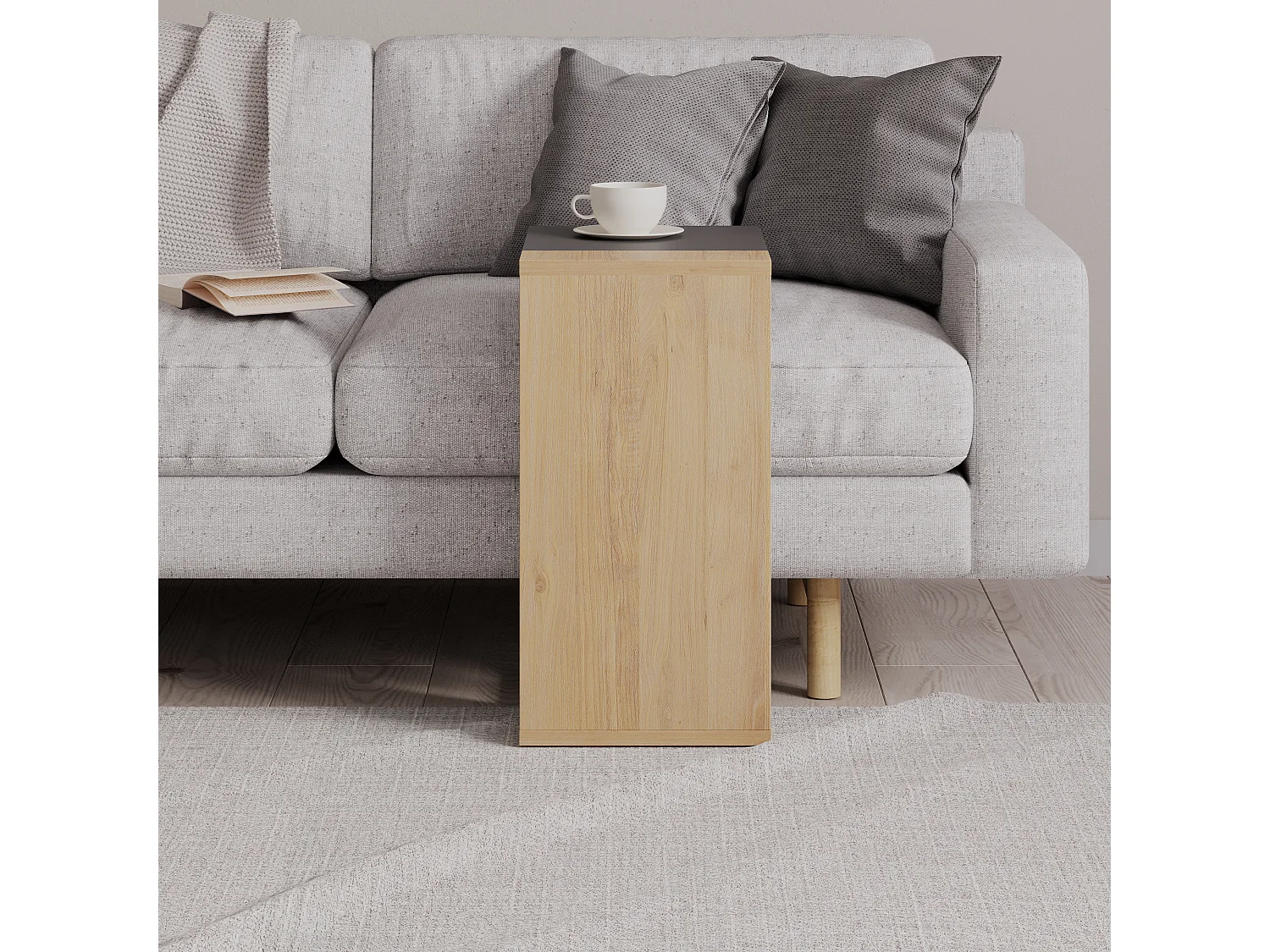 Tavolino Zetti MODELLO C rovere antracite, 30 x 40 x 57 cm