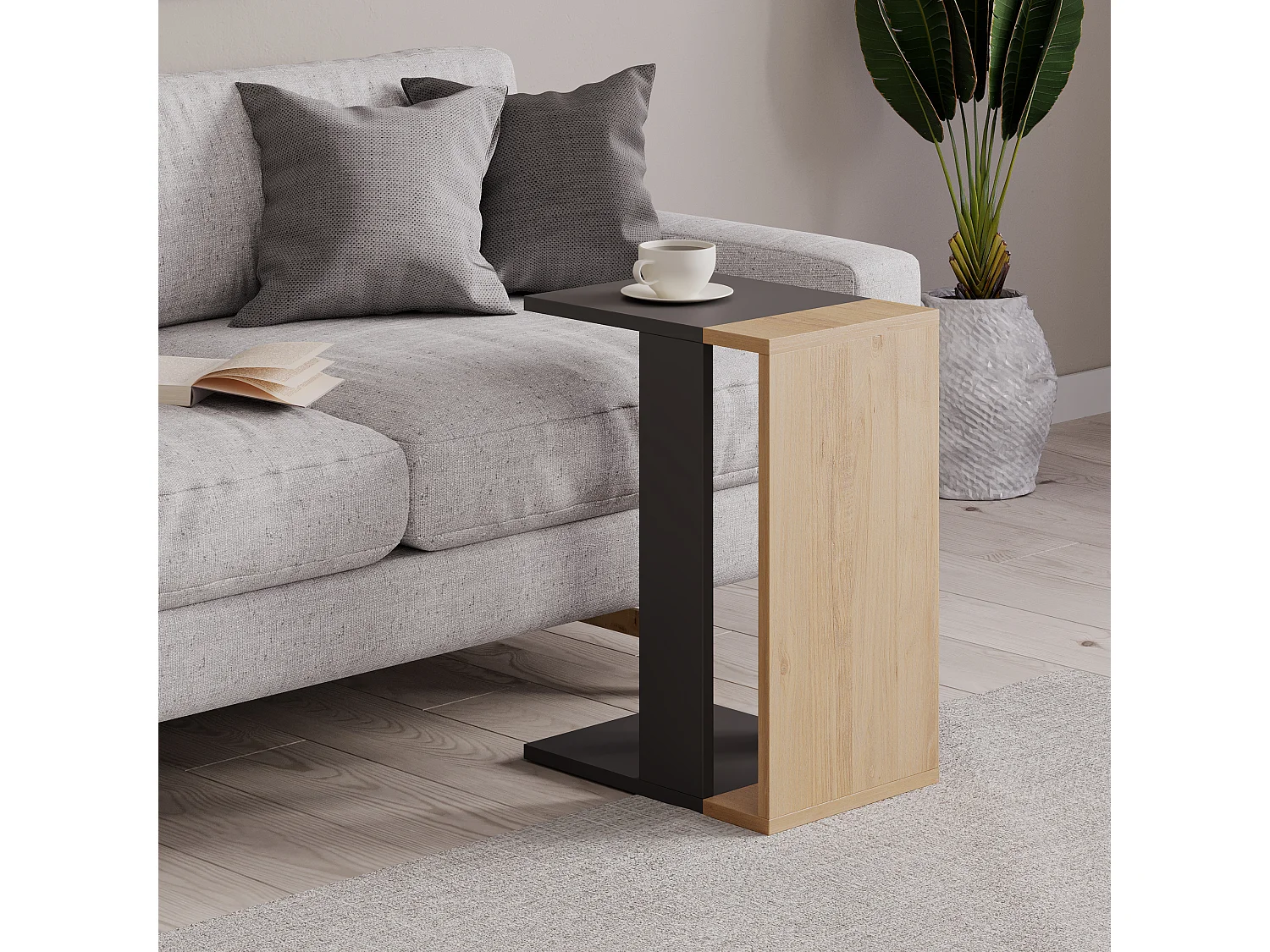 Tavolino Zetti MODELLO C rovere antracite, 30 x 40 x 57 cm