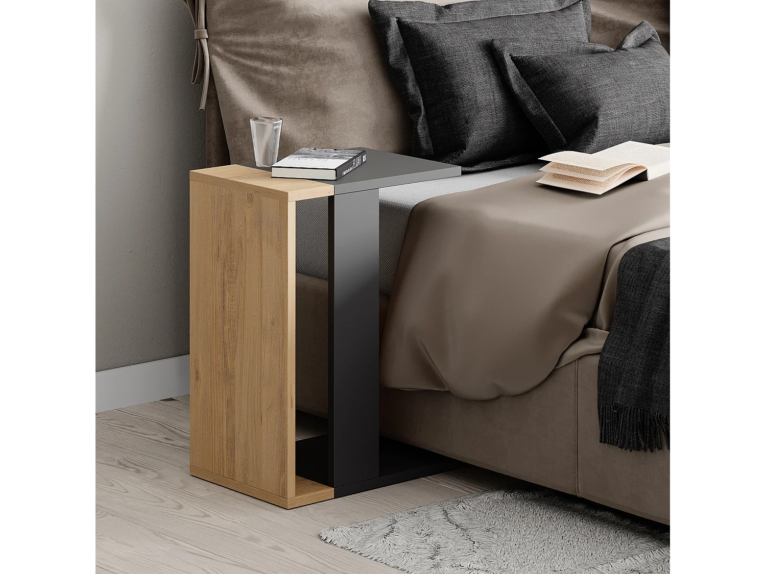 Tavolino Zetti MODELLO C rovere antracite, 30 x 40 x 57 cm