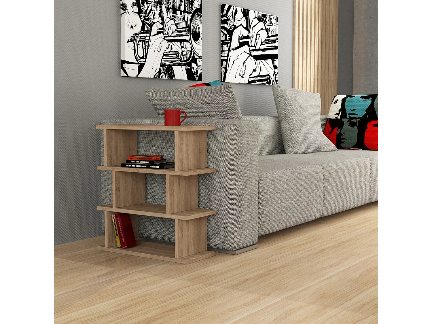 Table d'appoint TOTEM - couleur naturelle claire, 54x60x22