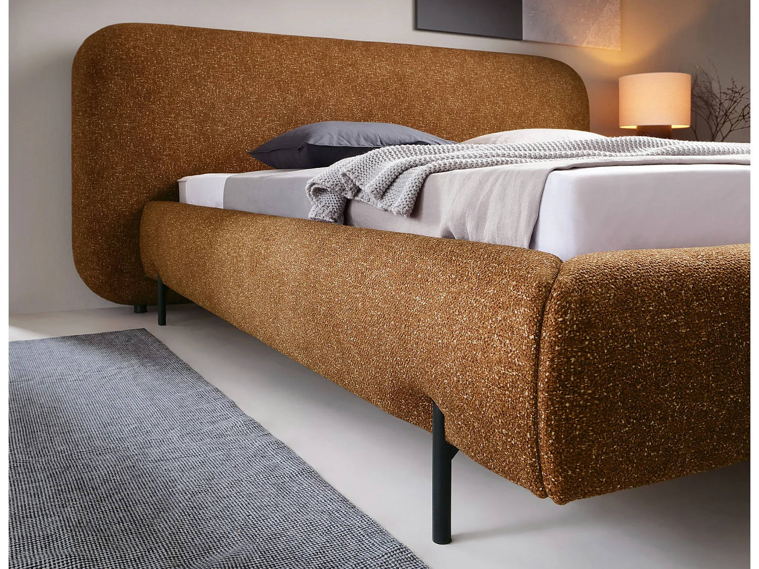 Lit coffre Booby prestige – Velours moderne et rangement optimisé-Couleur Jaune chamoix-160x200