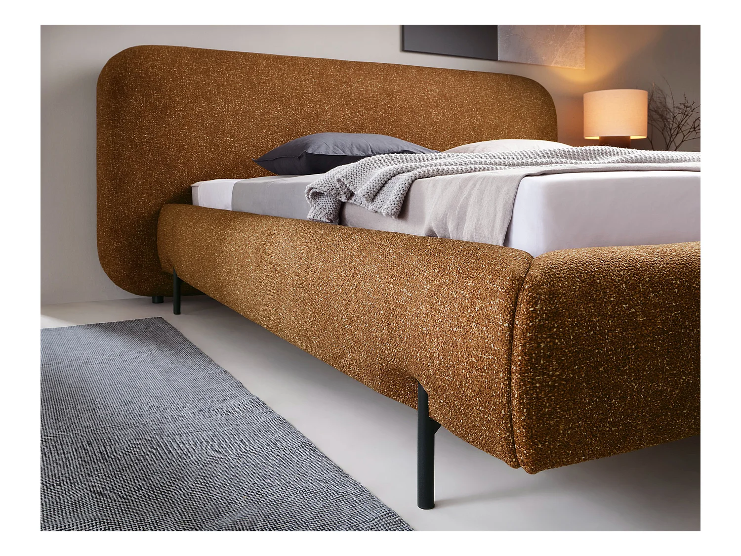 Lit coffre Booby prestige – Velours moderne et rangement optimisé-Couleur Jaune chamoix-160x200