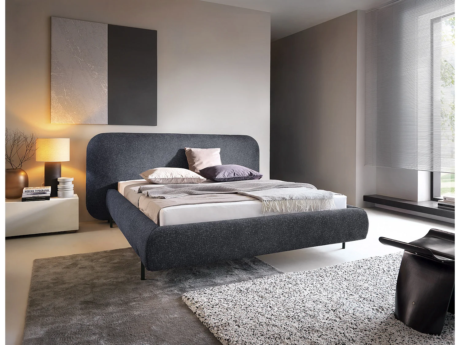 Bett Croft M (160x200)/Stoffbezug/Anthrazit
