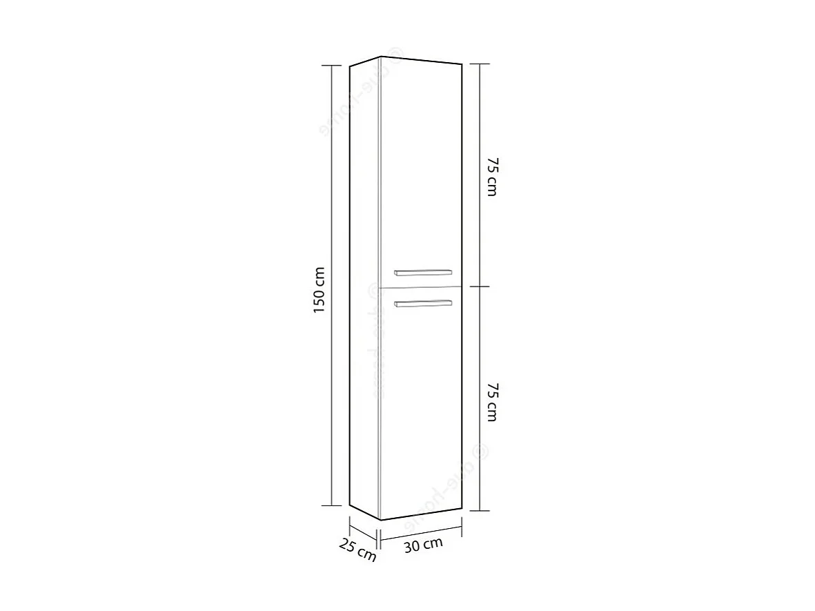 Hangende kolomkast 2 Deuren H150 cm