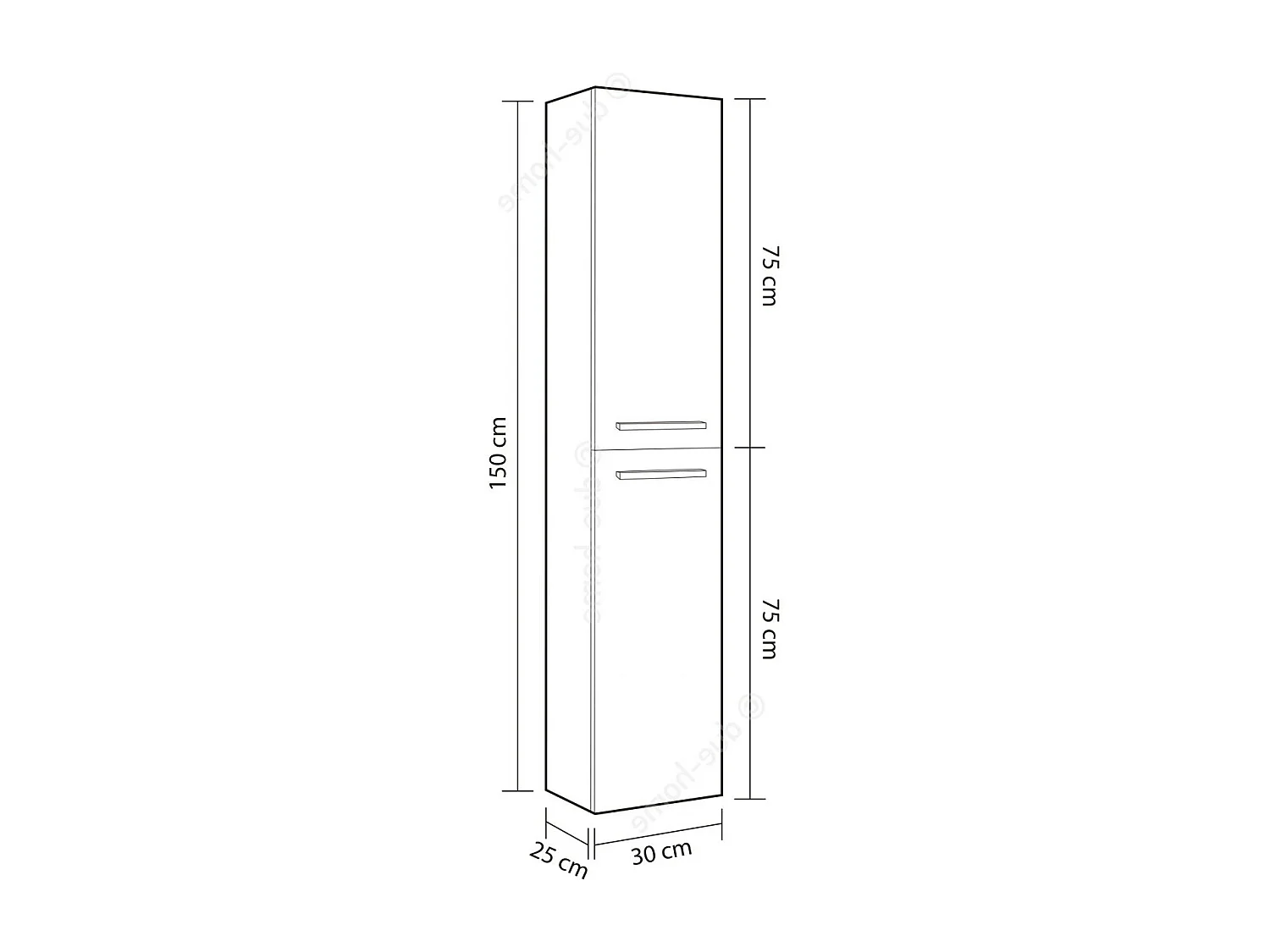 Hangende kolomkast 2 Deuren H150 cm