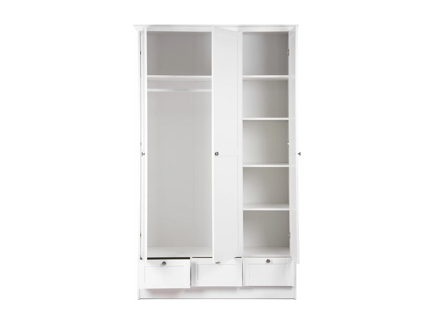 Armadio 3 porte e 3 cassetti bianco L120 cm - LANDWOOD
