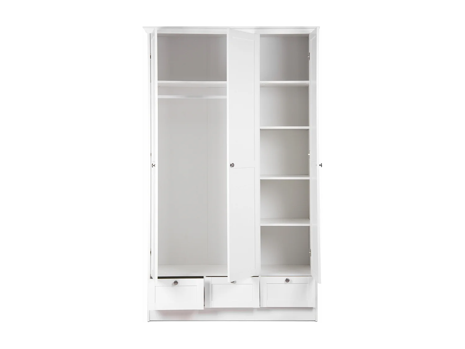 Armoire 3 portes et 3 tiroirs blanc L120 cm LANDWOOD