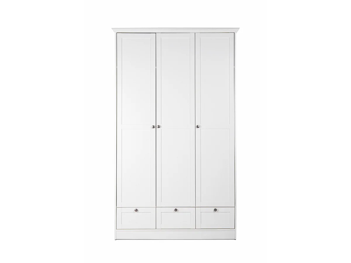 Armoire 3 portes et 3 tiroirs blanc L120 cm LANDWOOD
