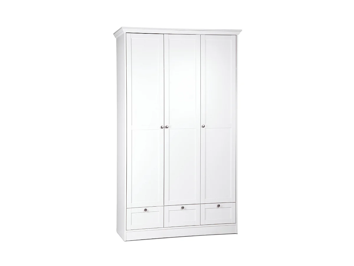 Armoire 3 portes et 3 tiroirs blanc L120 cm LANDWOOD