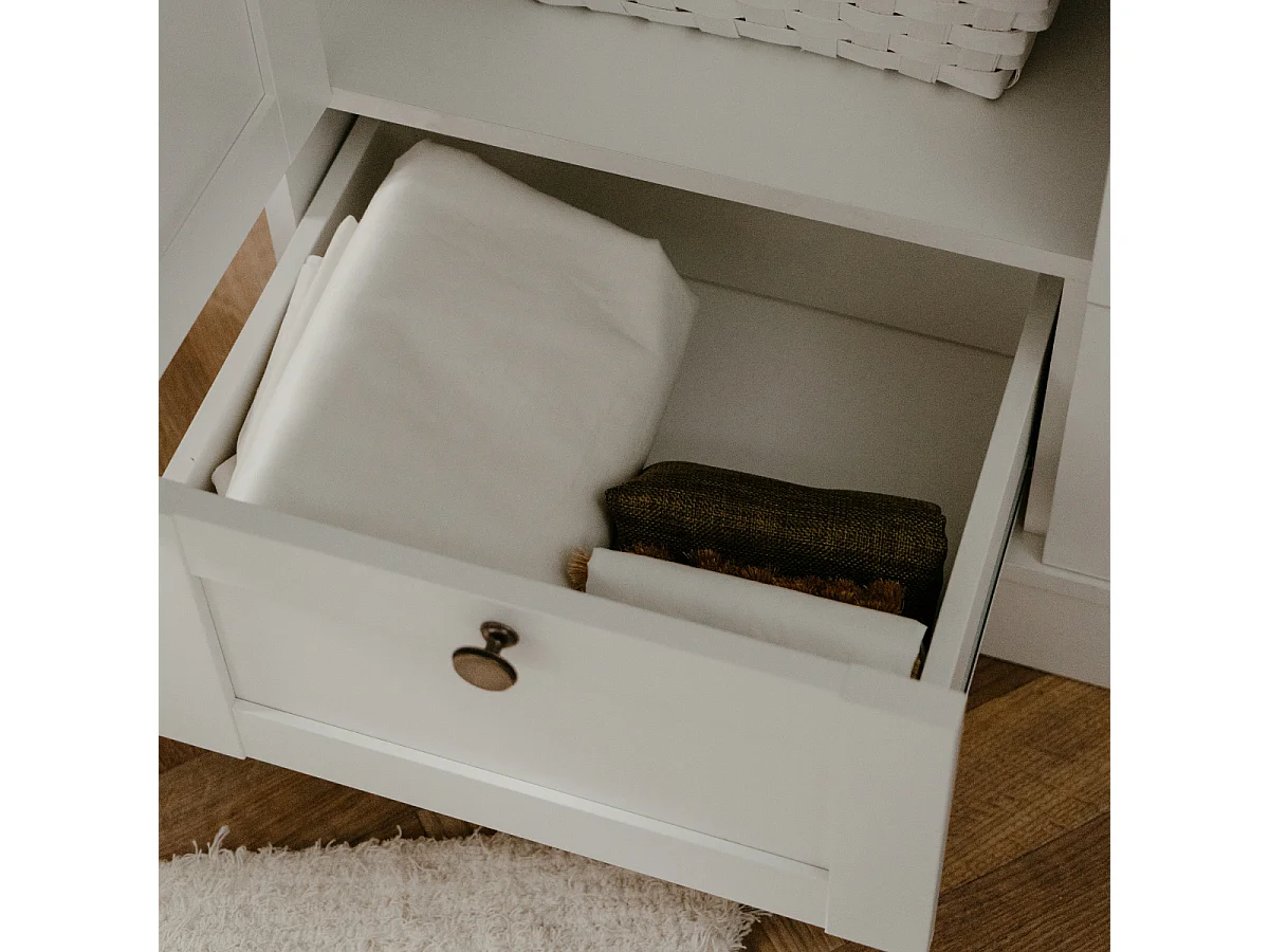 Armoire 3 portes et 3 tiroirs blanc L120 cm LANDWOOD