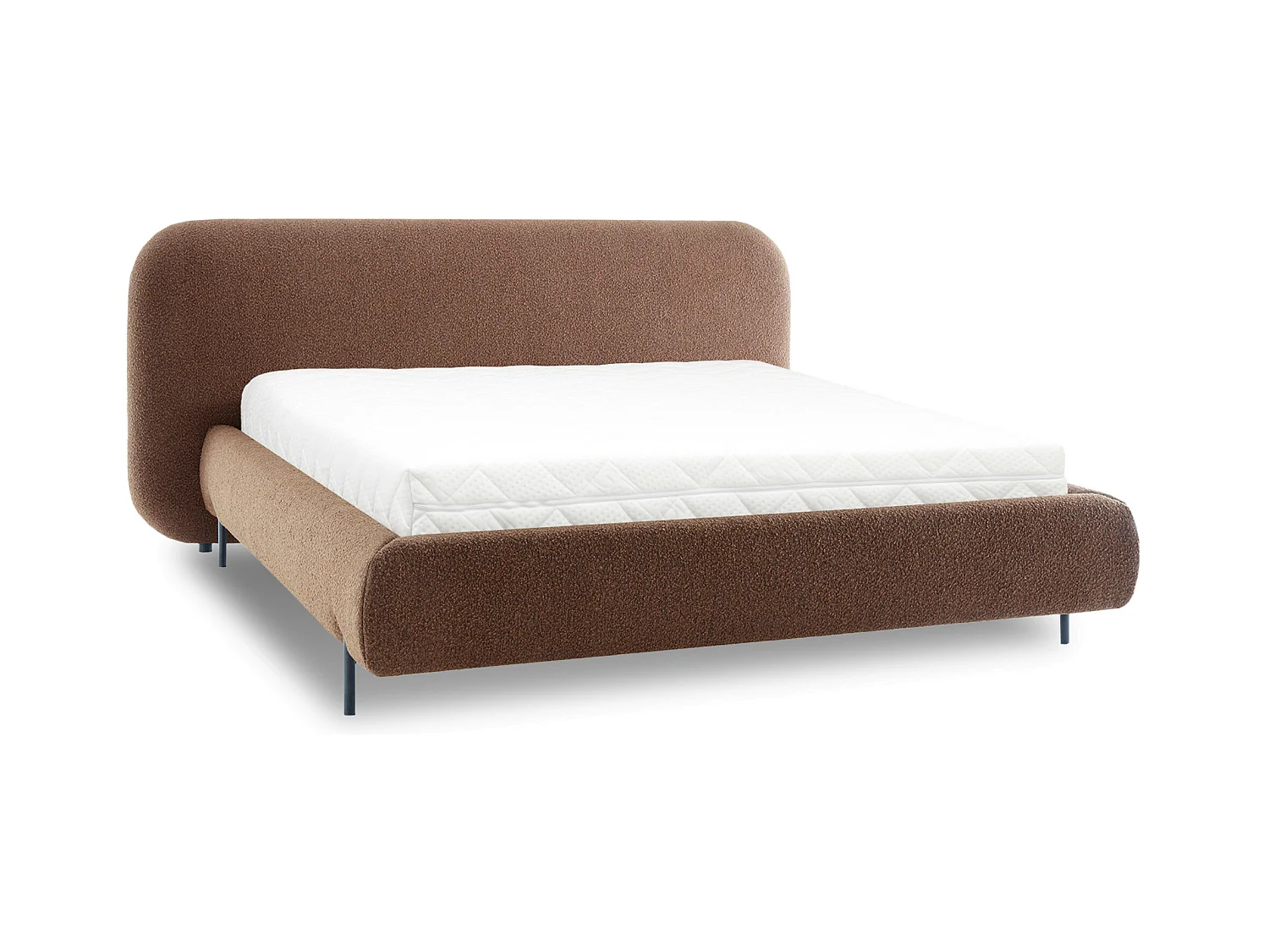 Lit coffre Booby prestige – Velours moderne et rangement optimisé-Couleur Marron-180x200