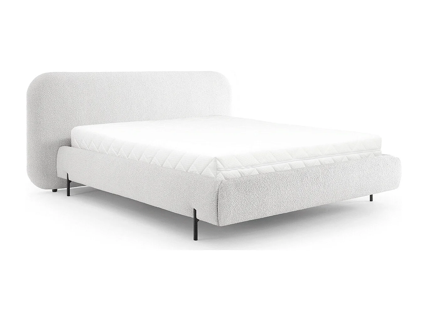 Lit coffre Booby prestige – Velours moderne et rangement optimisé-Couleur Crème-180x200