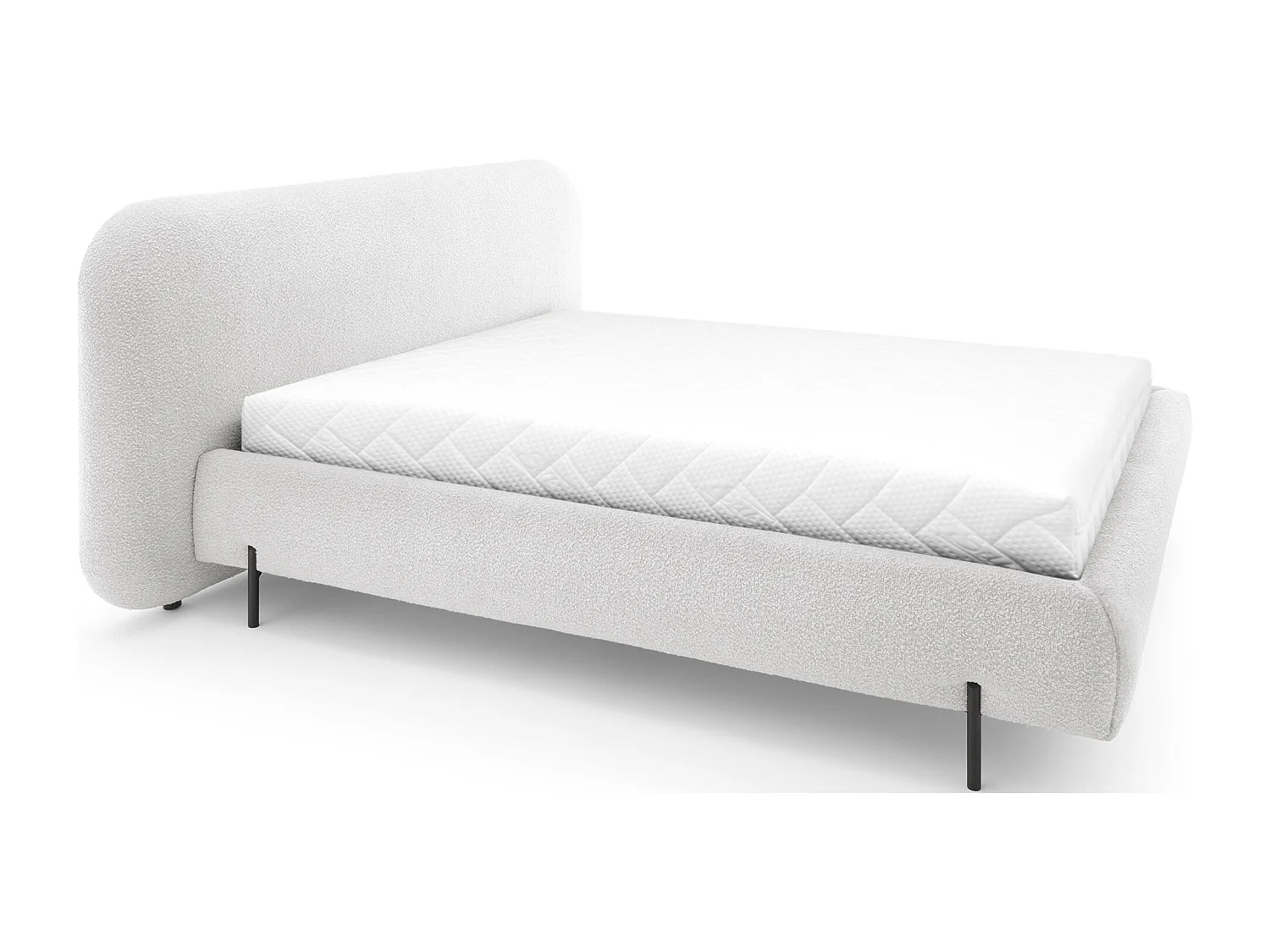 Lit coffre Booby prestige – Velours moderne et rangement optimisé-Couleur Crème-180x200