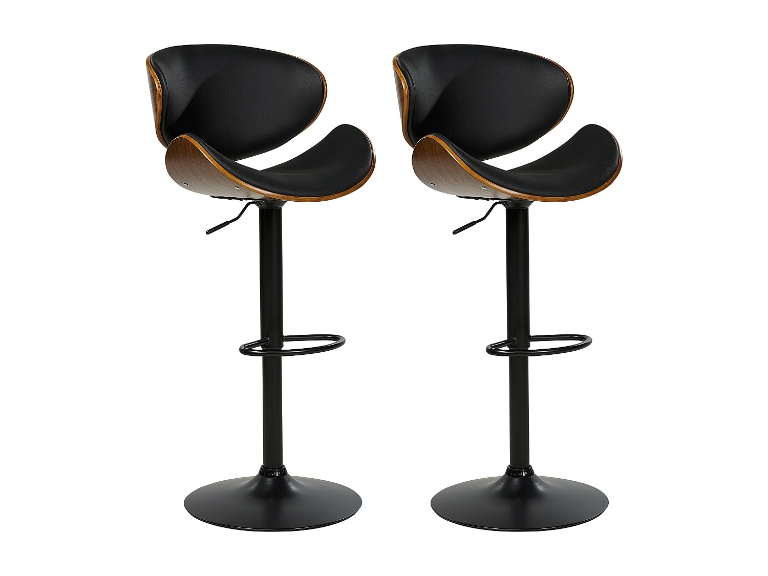 Set van 2 barstoelen ROTTERDAM II Kunstleer Draaibaar Zwart