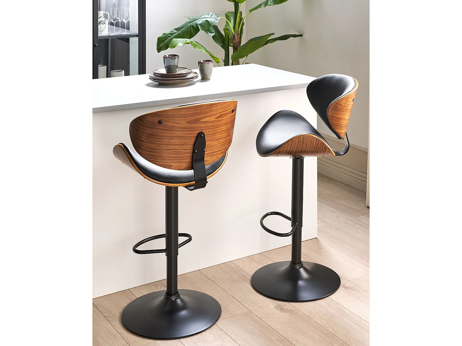 Set van 2 barstoelen ROTTERDAM II Kunstleer Draaibaar Zwart