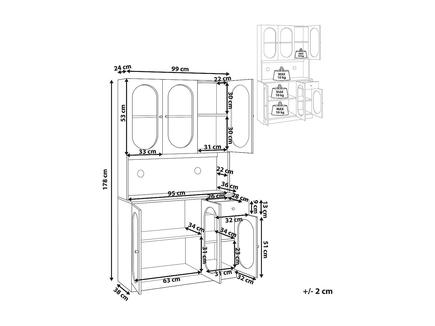 Vitrine LANGFORD Holz 100 cm Schwarz