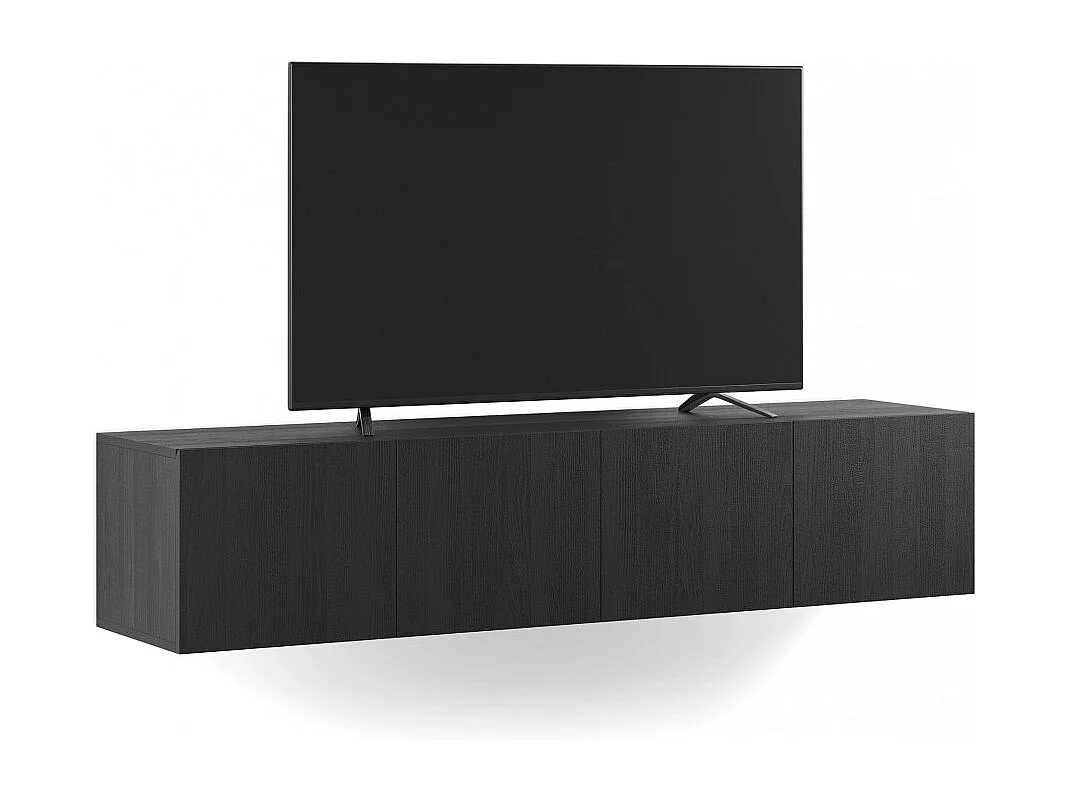 Nexa - Meuble TV suspendu 4 portes en bois L180cm - Noir