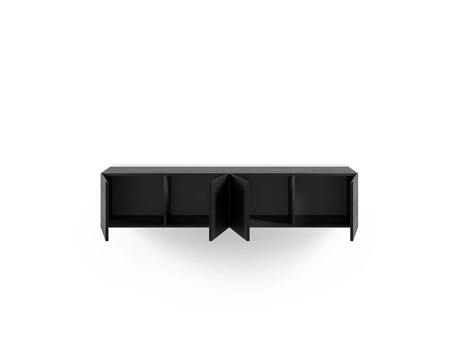 Nexa - Meuble TV suspendu 4 portes en bois L180cm - Noir