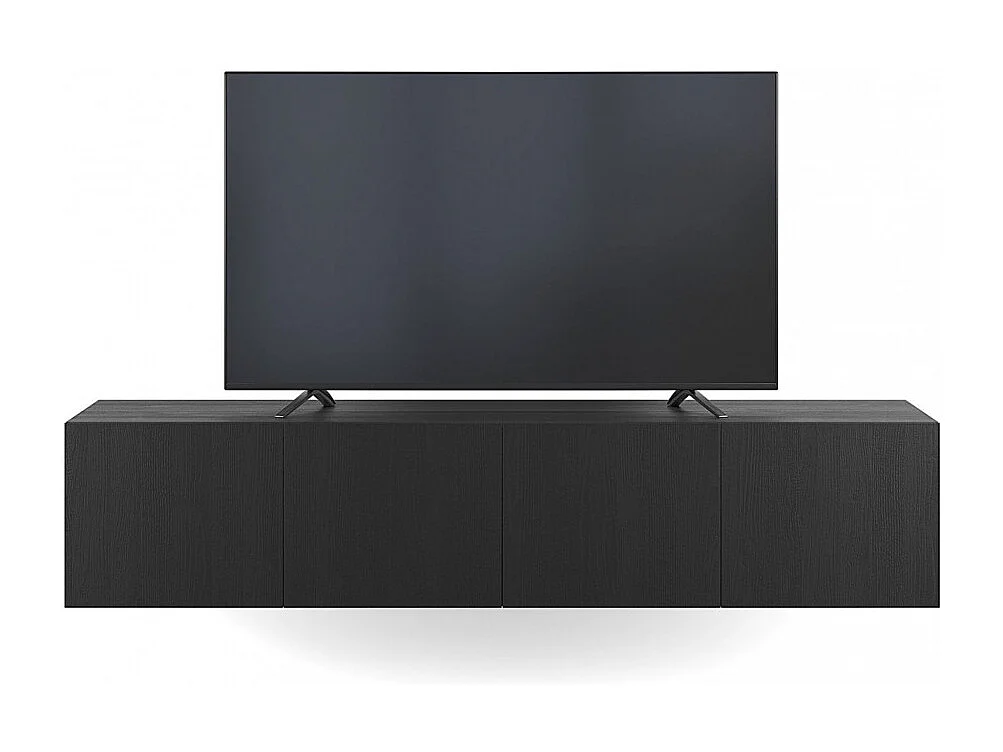 Nexa - Meuble TV suspendu 4 portes en bois L180cm - Noir