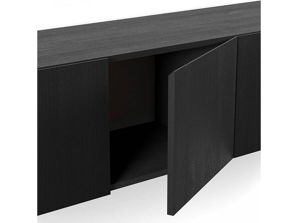 Nexa - Meuble TV suspendu 4 portes en bois L180cm - Noir