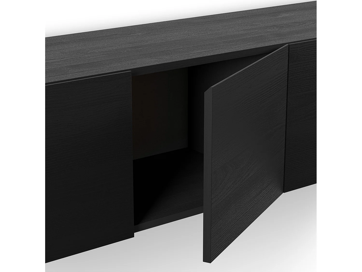 Nexa - Meuble TV suspendu 4 portes en bois L180cm - Noir