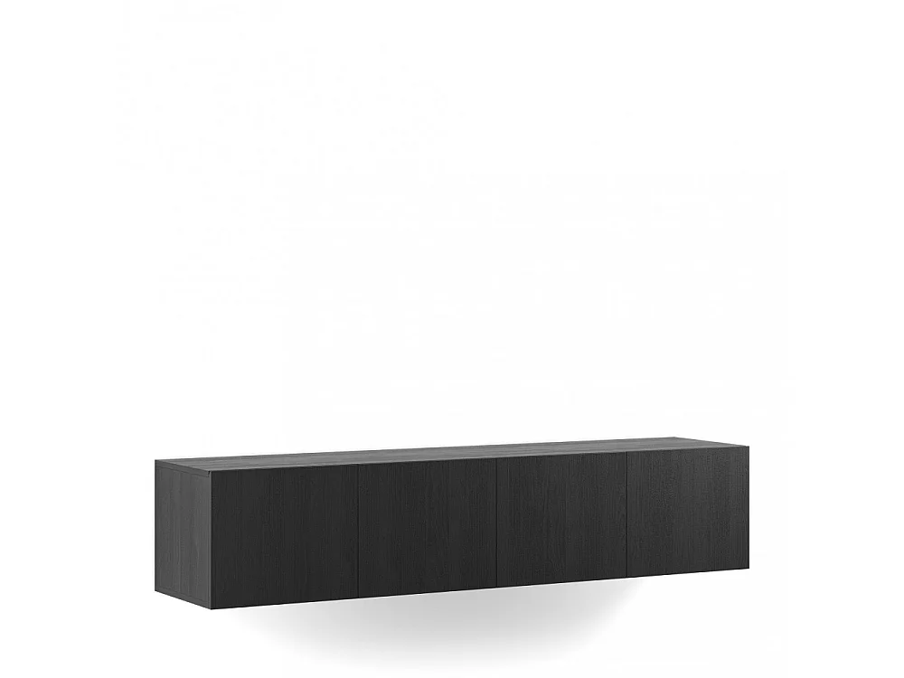 Nexa - Meuble TV suspendu 4 portes en bois L180cm - Noir
