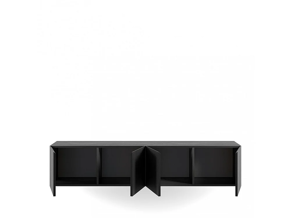 Nexa - Meuble TV suspendu 4 portes en bois L180cm - Noir