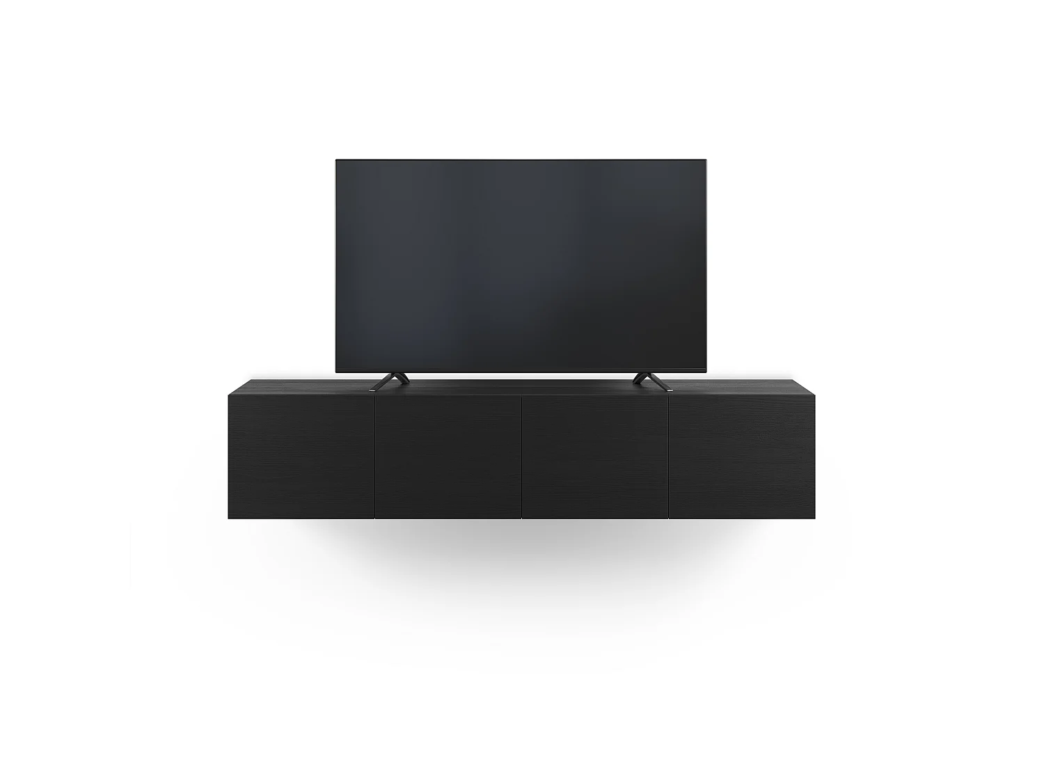 Nexa - Meuble TV suspendu 4 portes en bois L180cm - Noir