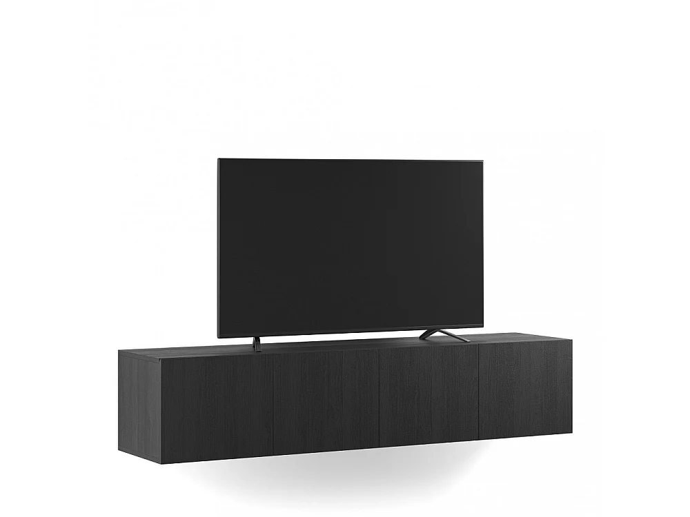 Nexa - Meuble TV suspendu 4 portes en bois L180cm - Noir