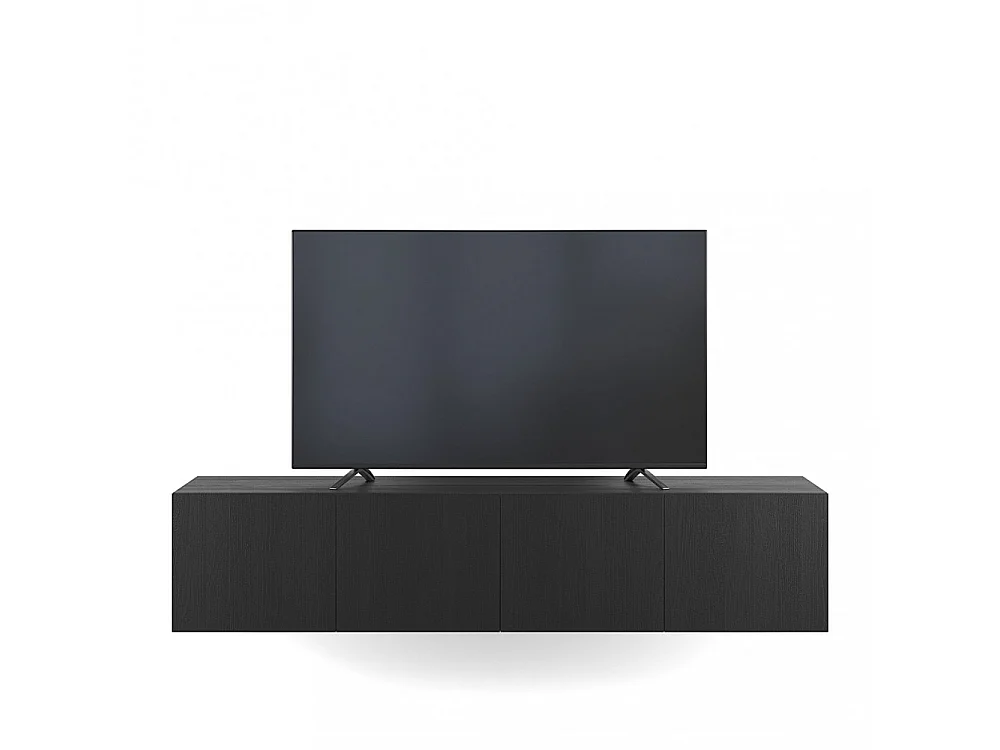 Nexa - Meuble TV suspendu 4 portes en bois L180cm - Noir